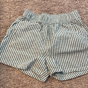 Art Class Green Striped High Waist Shorts